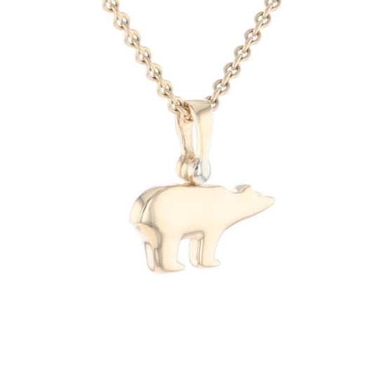 Gold Quartz Inlaid Polar Bear Pendant