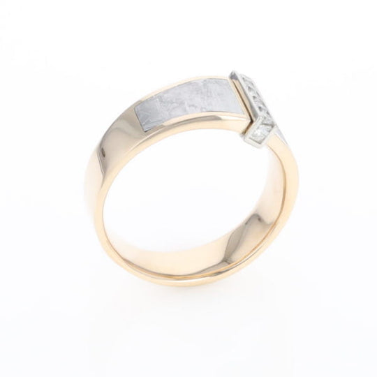 Meteorite Ring Double Sided Inlaid with .19ctw Round Diamonds