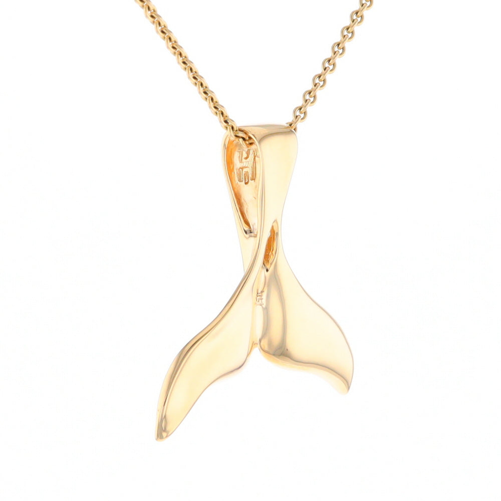 Whale Tail Natural Gold Quartz Single Side Inlaid Pendant