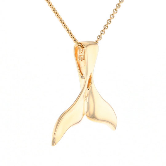 Whale Tail Natural Gold Quartz Single Side Inlaid Pendant