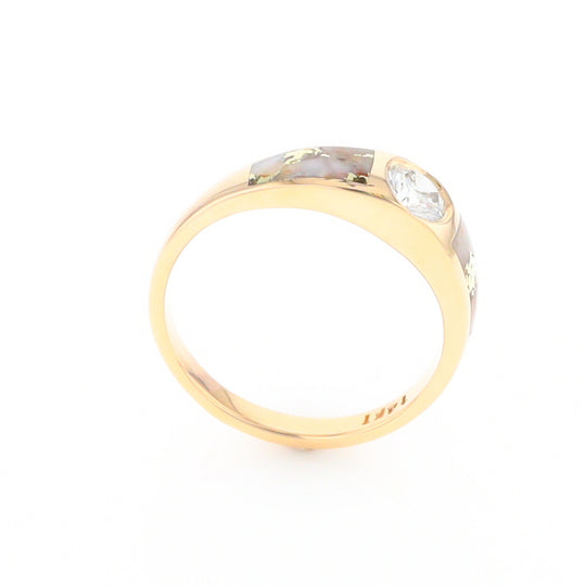 Gold Quartz Ring Double Sided Inlaid with a .61ct Round Diamond