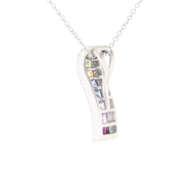 Multi-color Sapphire Necklace with Diamond Accents