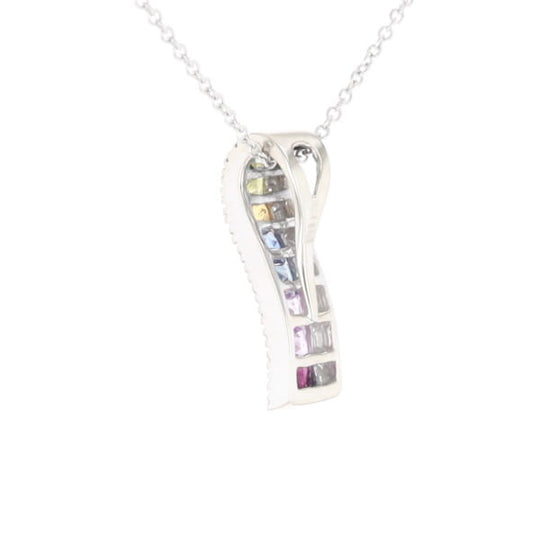 Multi-color Sapphire Necklace with Diamond Accents