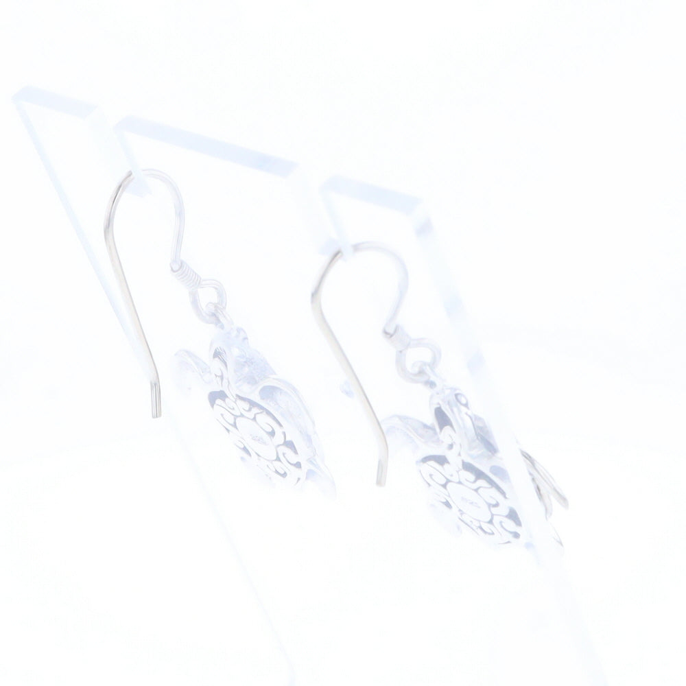 Silver Turtle Dangle Earrings