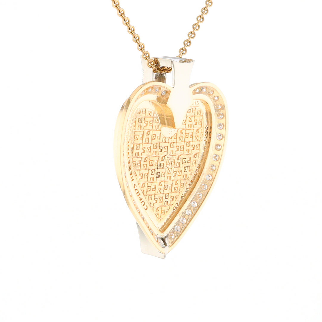 Gold Quartz Necklace Cupid's Revenge 2.24ctw Diamonds Heart Pendant