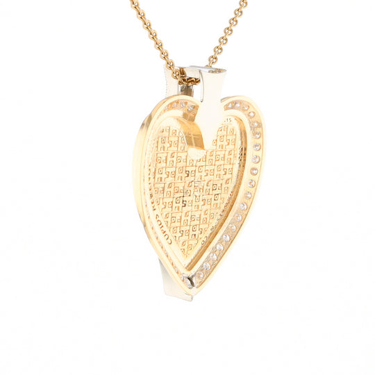 Gold Quartz Necklace Cupid's Revenge 2.24ctw Diamonds Heart Pendant