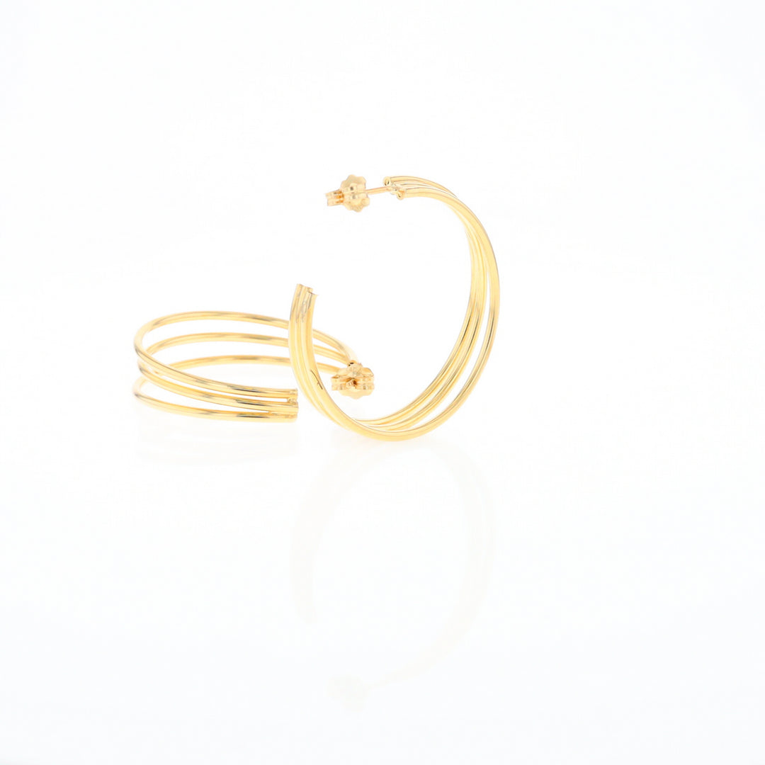 Three Bar Gold Hoop Earrings