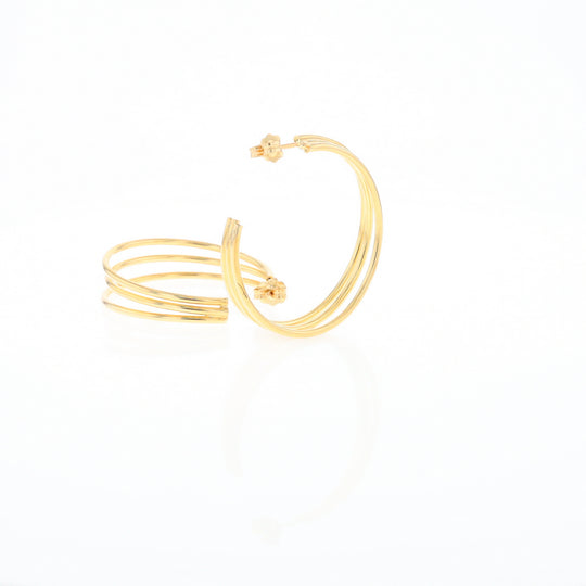 Three Bar Gold Hoop Earrings