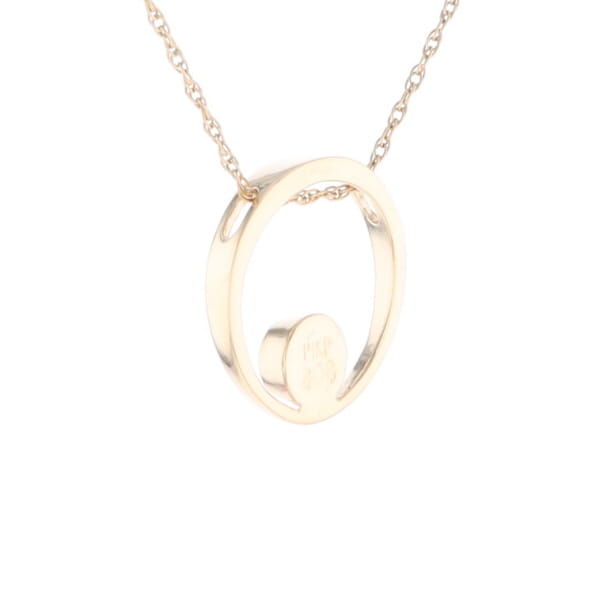 Gold Quartz Pendant Open Circle Design Round Inlay Pendant