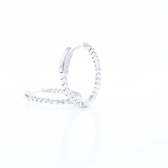 Oval Diamond Hoops Earrings