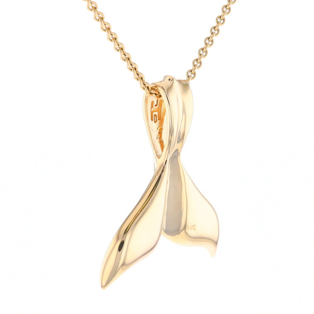 Whale Tail Necklaces Natural Gold Quartz Inlaid Sea Life Pendant