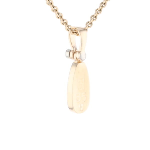 Gold Quartz Necklace Pear Shape Inlaid Pendant with .02ct Diamond