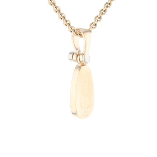 Gold Quartz Necklace Pear Shape Inlaid Pendant with .02ct Diamond