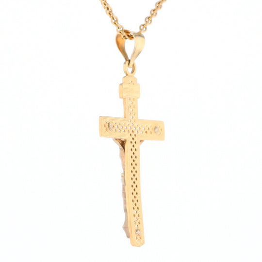 Two Tone Gold Crucifix Pendant