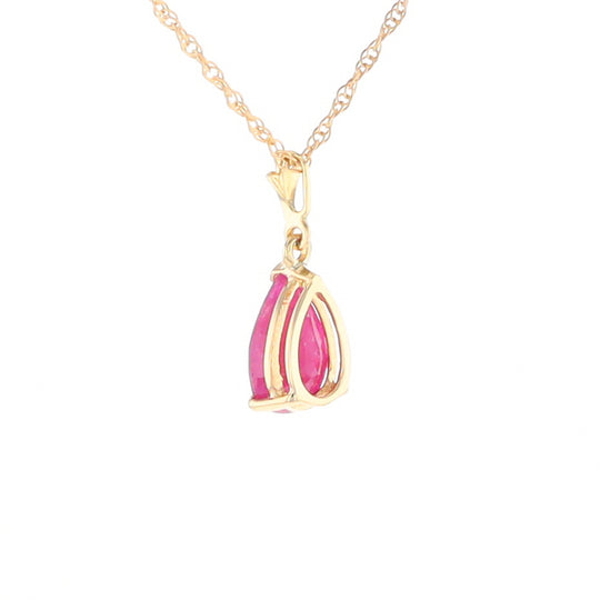 Pear Ruby Solitaire Necklace