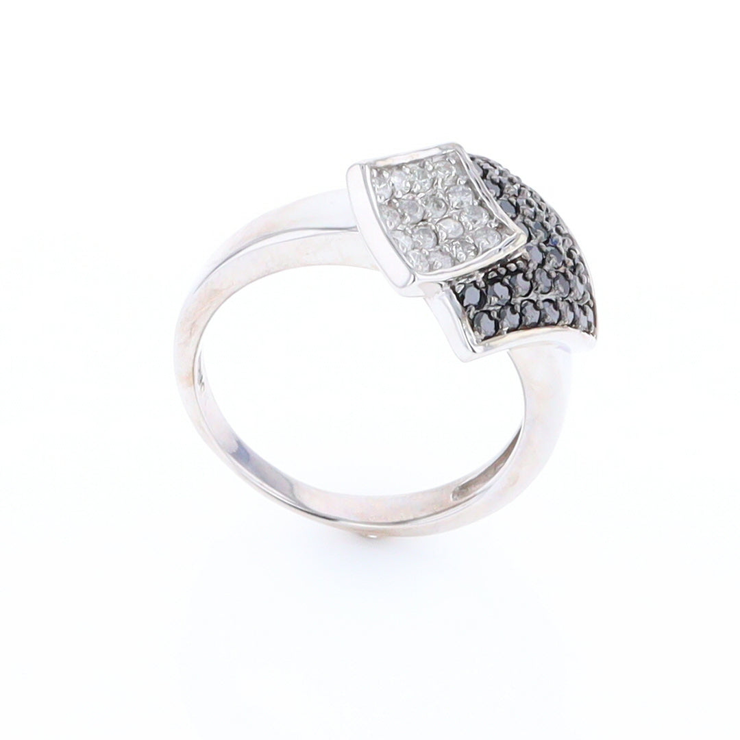 Double Pavé Black and White Diamond Ring