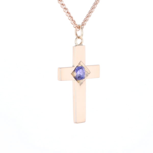 Cross Pendant with Purple Sapphire