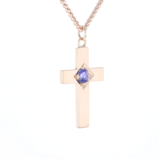 Cross Pendant with Purple Sapphire