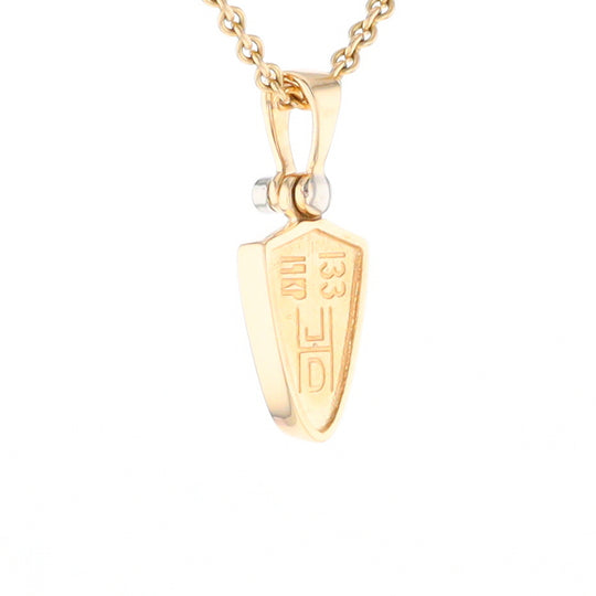 Gold Quartz Necklace Shield Shape Inlaid Pendant with .02ct Diamond