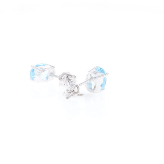 Oval Blue Topaz Stud Earrings