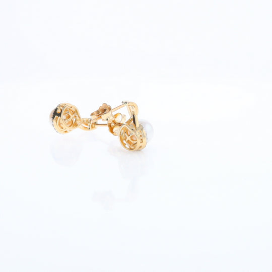 Pearl Drop Earrings with Diamond Halos