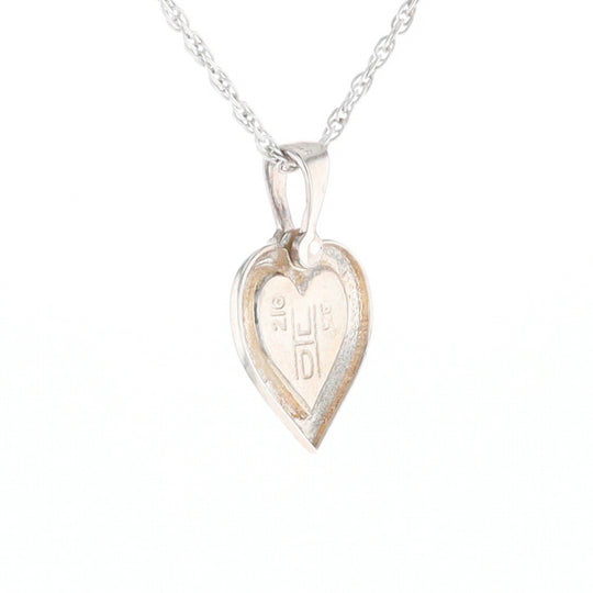 Sterling Silver Gold Quartz Inlaid Heart Pendant - G3