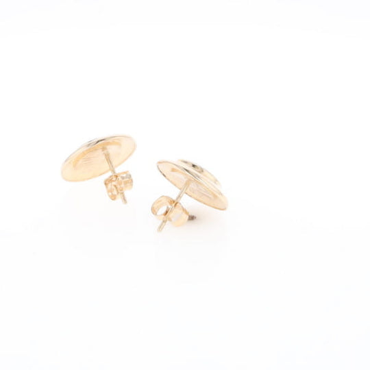 Superior Quality Gold Quartz Inlaid Circle Stud Earrings