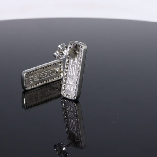 Opal Earrings Rectangle Inlaid with .50ctw Round Diamond Halo Studs