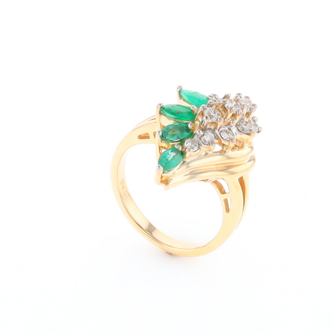 Emerald and Diamond Cluster Ring