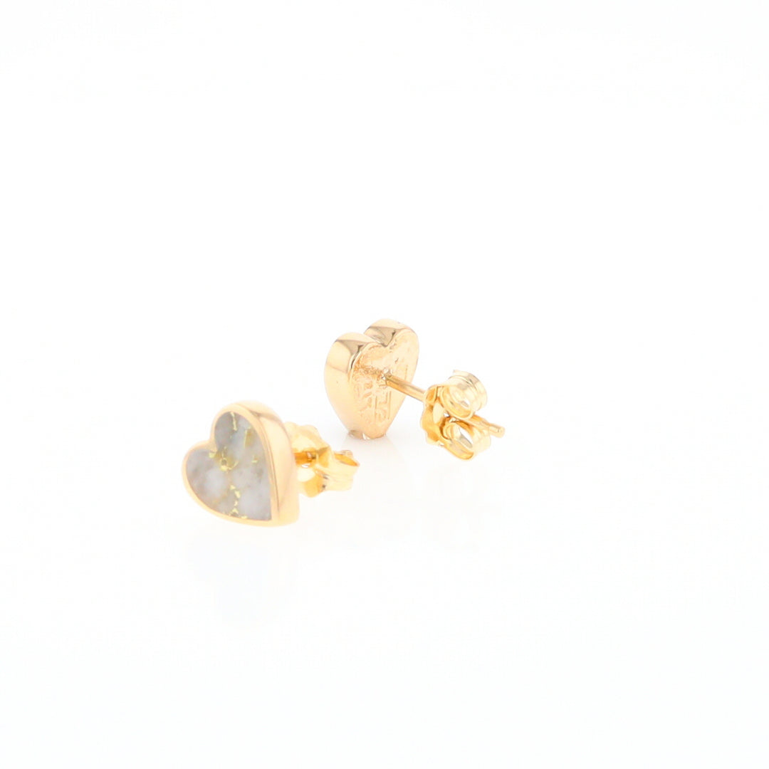 Gold Quartz Heart Stud Earrings - G2