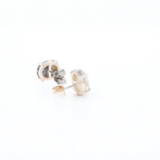 Gold Quartz Cabochon Stud Earrings