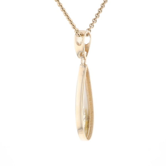 Gold Quartz Pendant Tear Drop Inlaid Design G2