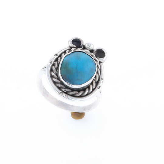 Native Turquoise Rope Design Ring