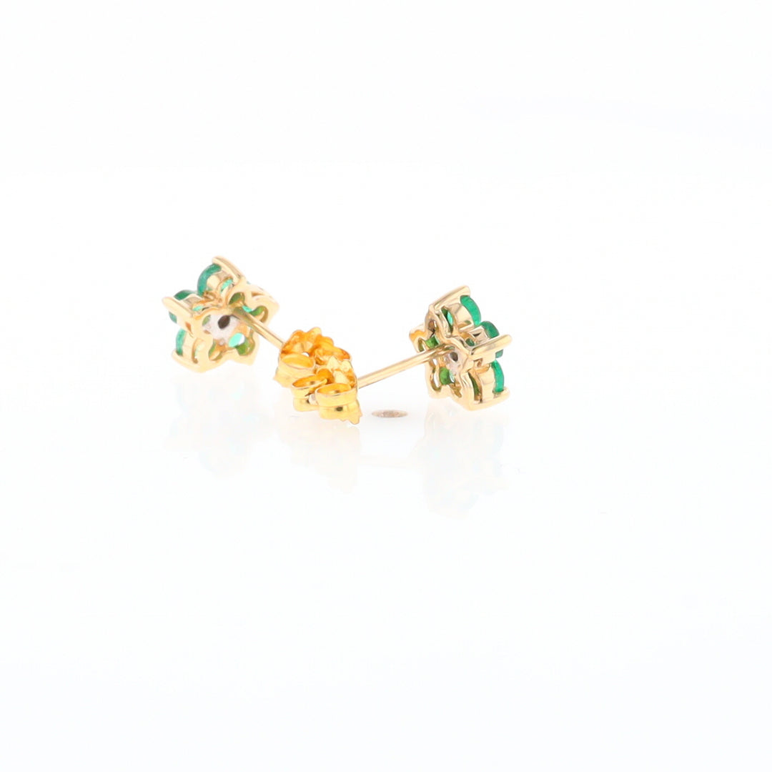 Emerald Flower Stud Earrings