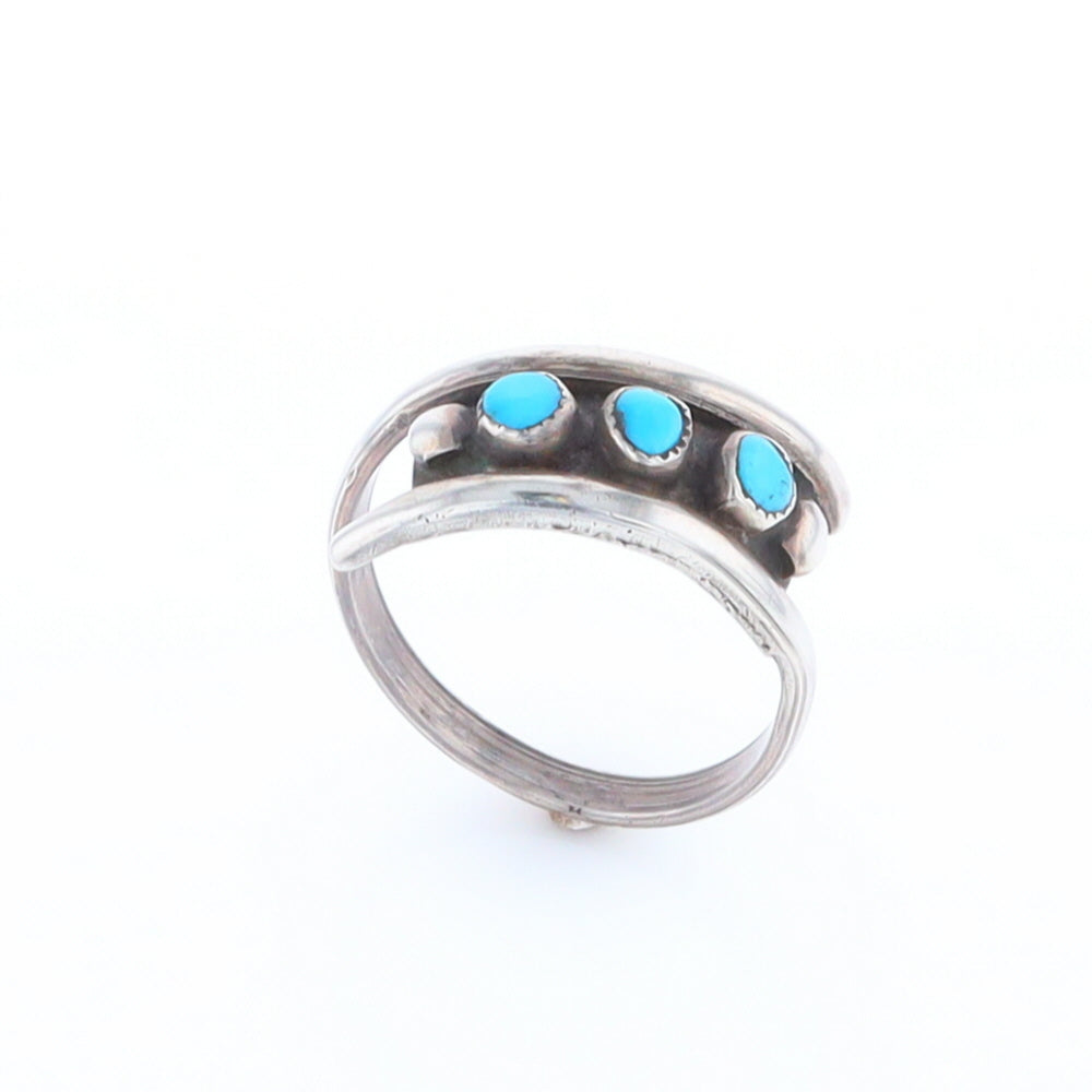 Round Turquoise Row Bypass Ring