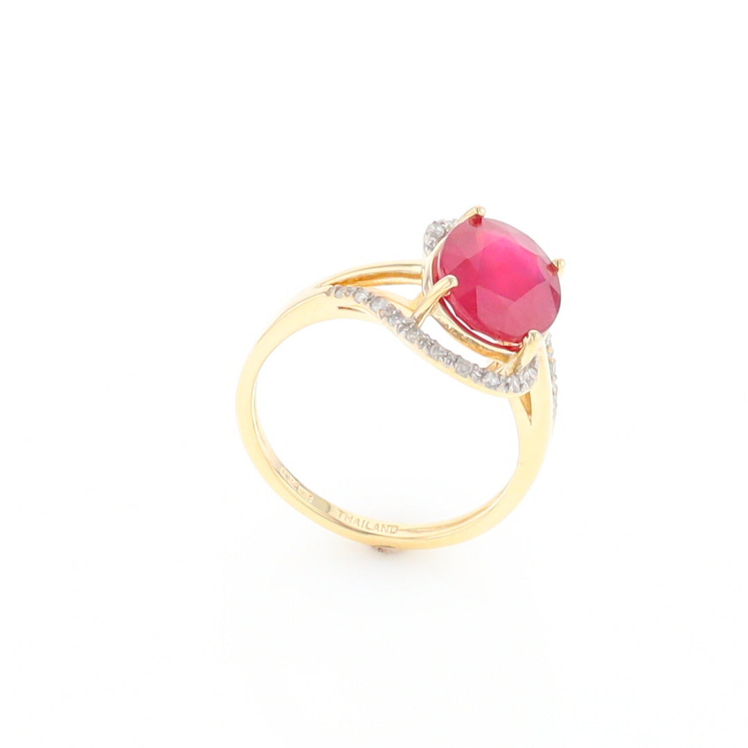 Ruby Bypass Ring with Diamond Accents