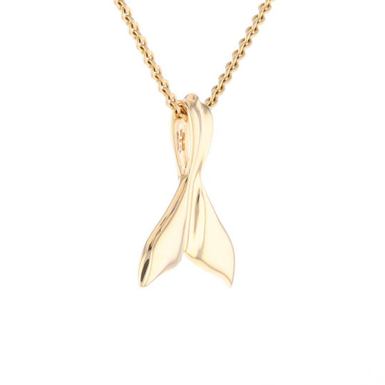 Whale Tail Necklaces Gold Quartz Double Sided Inlaid Sea Life Pendant