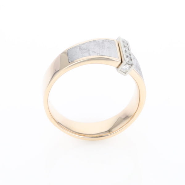 Meteorite Ring Double Sided Inlaid with .19ctw Round Diamonds