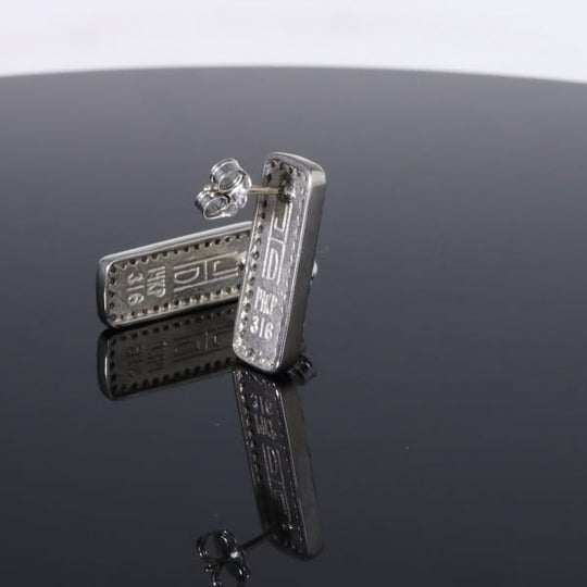Opal Earrings Rectangle Inlaid with .50ctw Round Diamond Halo Studs