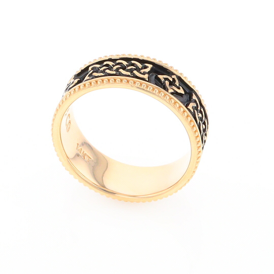 Celtic Knot Black and Gold Wedding Band