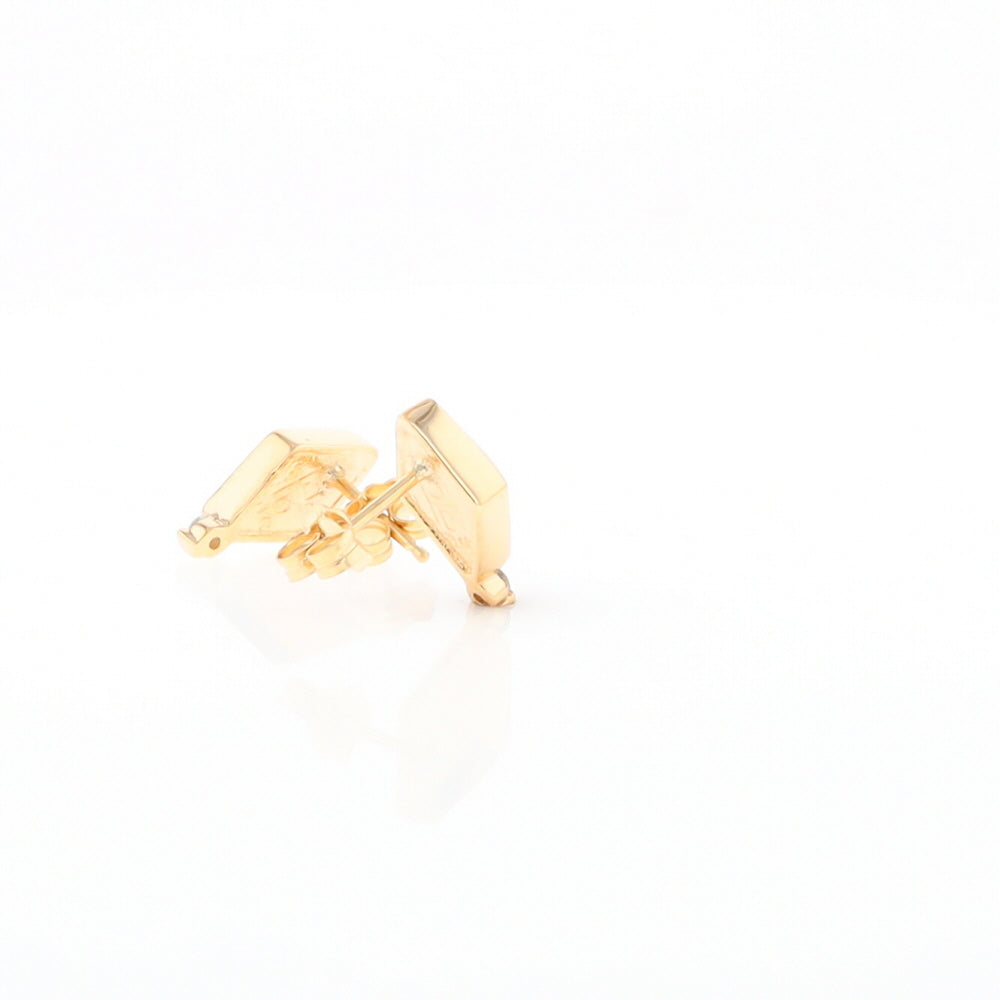 Diamond-Shaped Gold Quartz Inlaid Earrings - G2