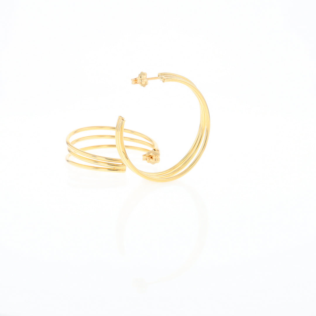 Three Bar Gold Hoop Earrings