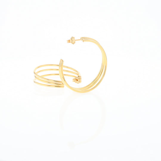 Three Bar Gold Hoop Earrings