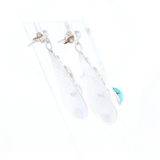 Teardrop Dangle Coral & Turquoise Earrings