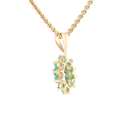 Marquise Shaped Emerald and Diamond Pendant