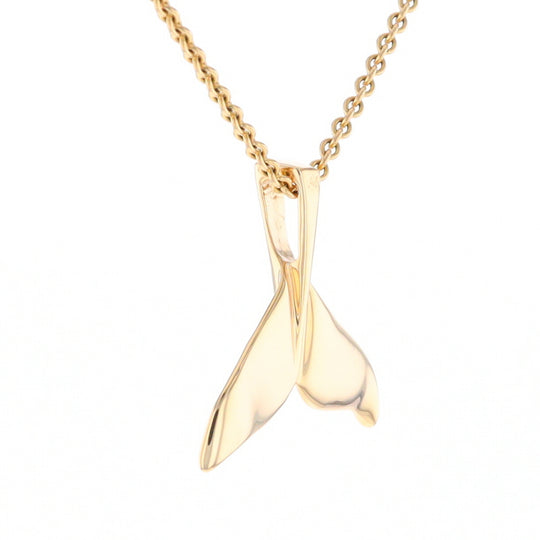 Whale Tail Necklaces Single Sided Gold Quartz Inlaid Sea life Pendant