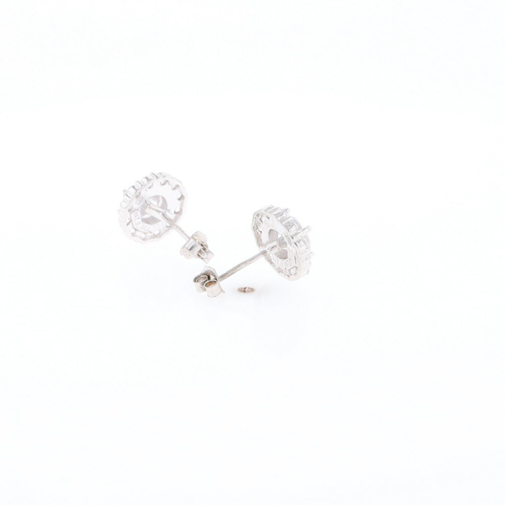 Cubic Zirconia Halo Stud Earrings