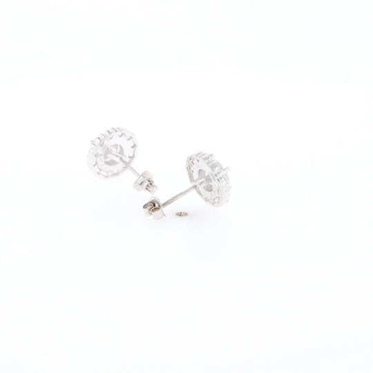 Cubic Zirconia Halo Stud Earrings