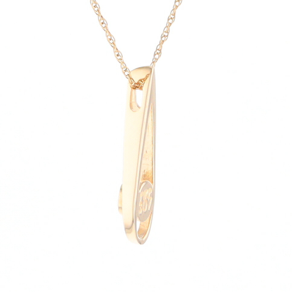 Open Teardrop Round Gold Quartz Inlaid Pendant