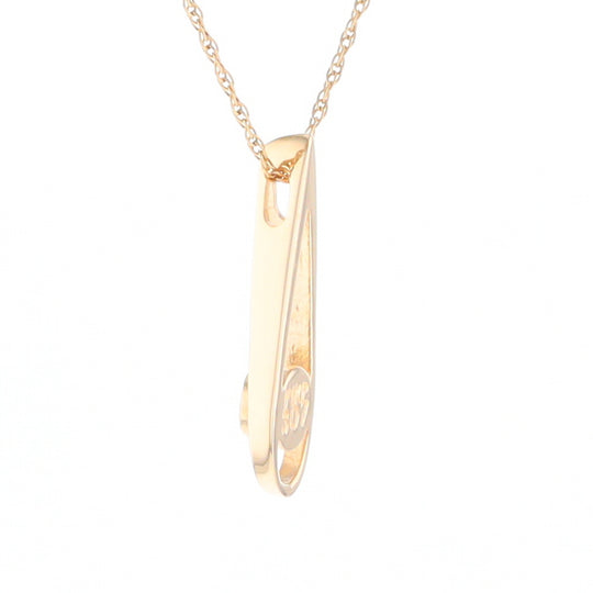 Open Teardrop Round Gold Quartz Inlaid Pendant